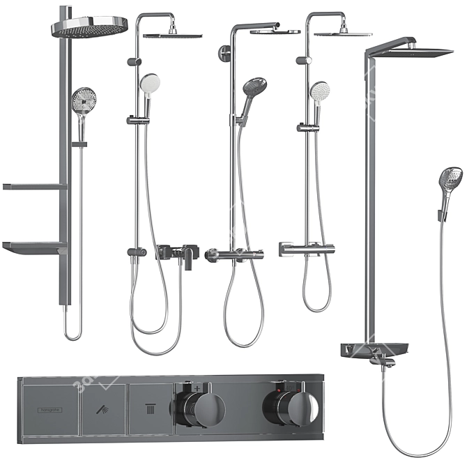 Modern Shower System Set Upgrade 3D model image 1