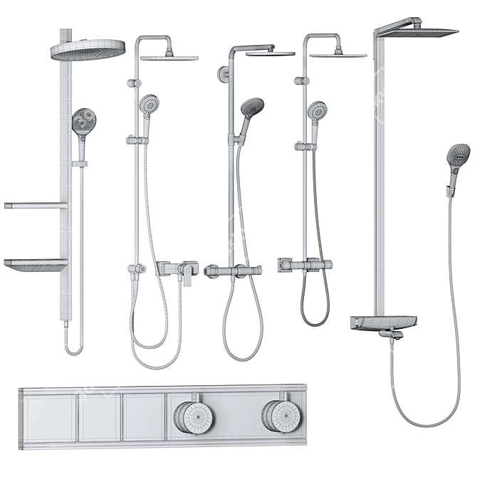 Modern Shower System Set Upgrade 3D model image 2