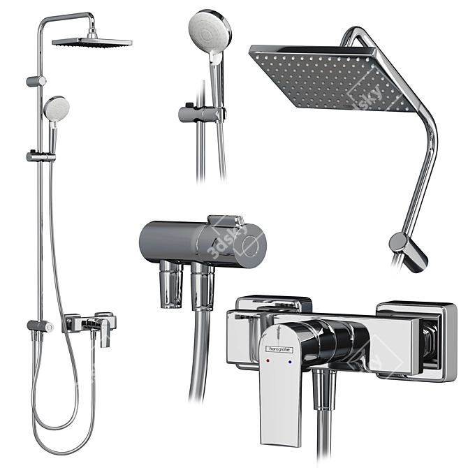 Modern Shower System Set Upgrade 3D model image 8