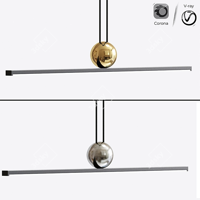  Contemporary Metal Pendant Lamp 3D model image 1