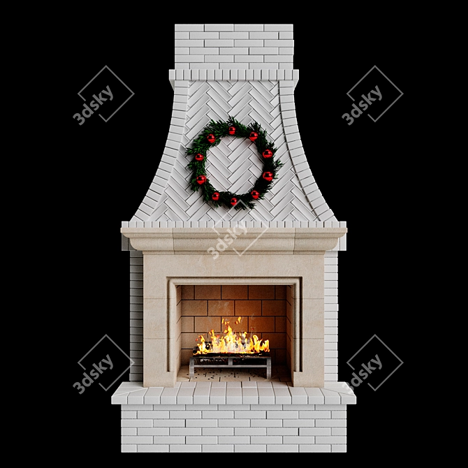 Winter Glow Outdoor Fireplace 3D model image 1