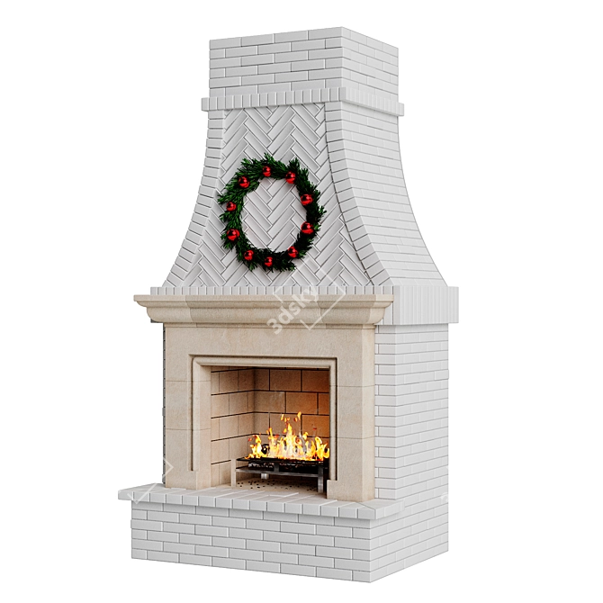 Winter Glow Outdoor Fireplace 3D model image 2