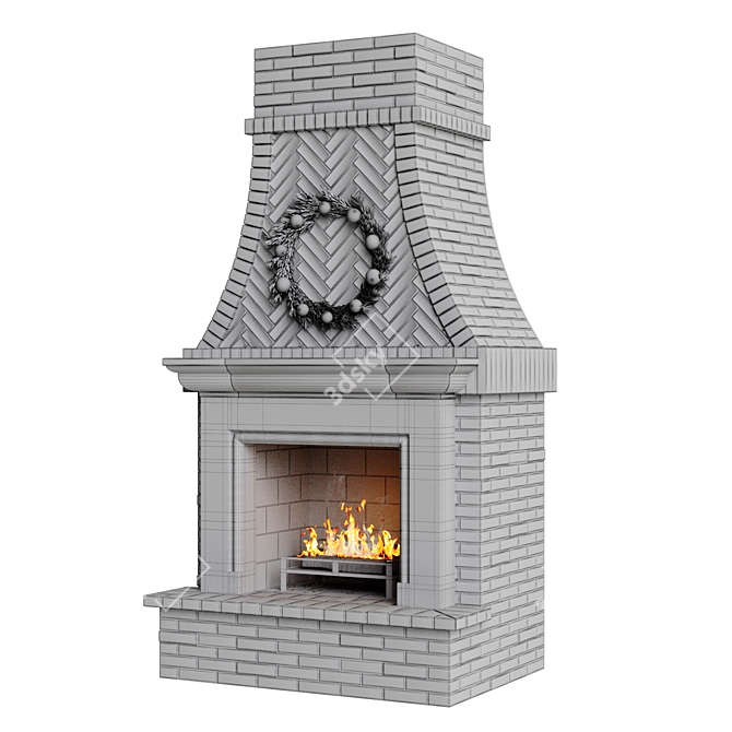 Winter Glow Outdoor Fireplace 3D model image 3