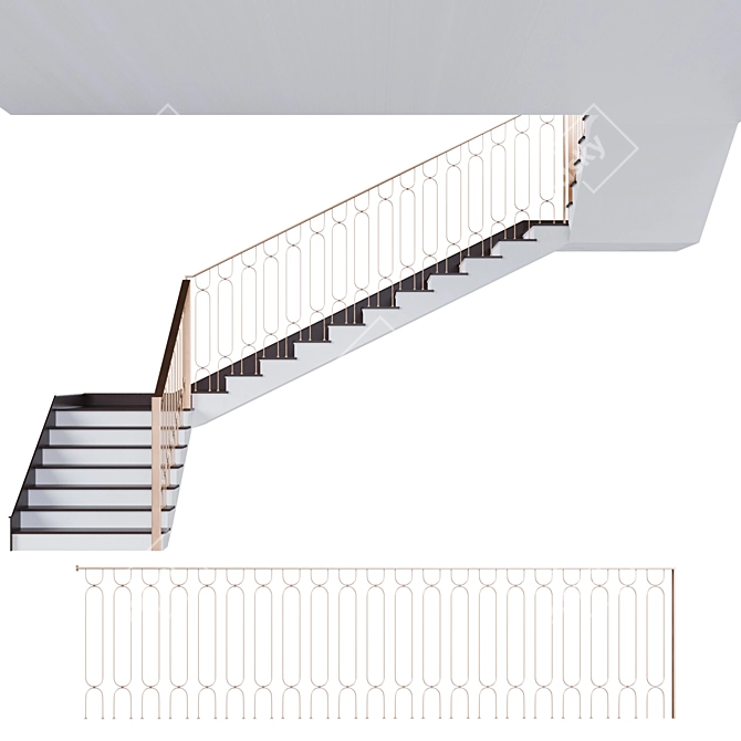 Art Deco Style Staircase 3D model image 1