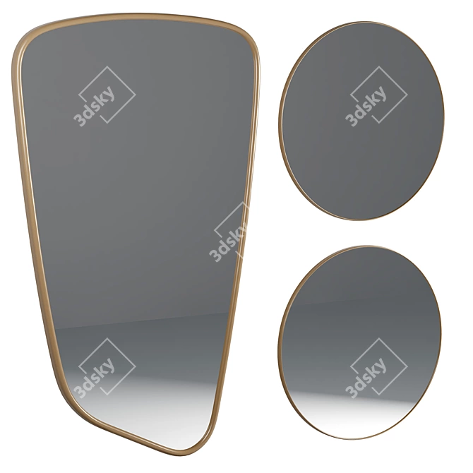 Modern Round Wall Mirror Set 3D model image 1