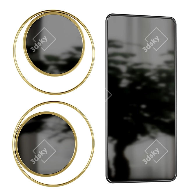 Elegant Brass Radius Corner Mirror 3D model image 1