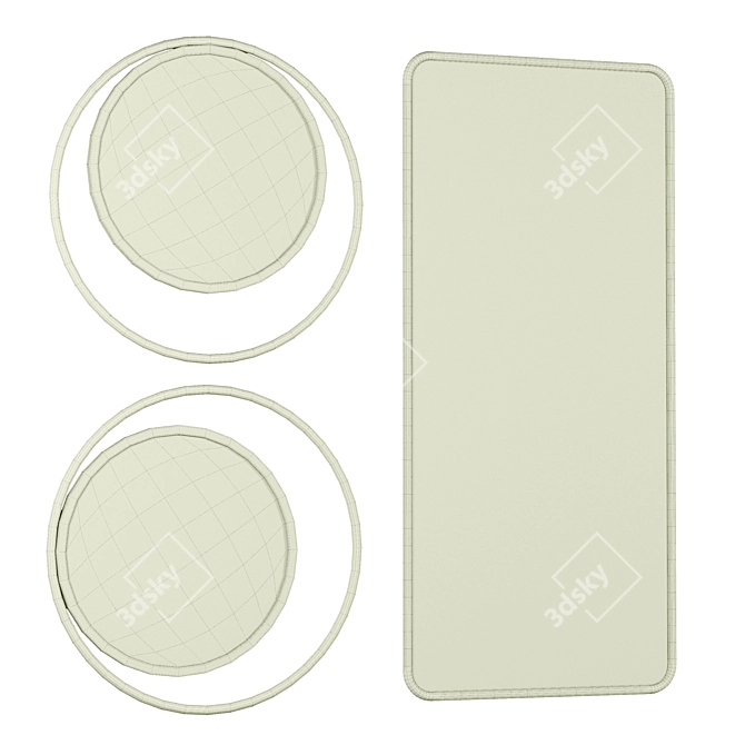 Elegant Brass Radius Corner Mirror 3D model image 2