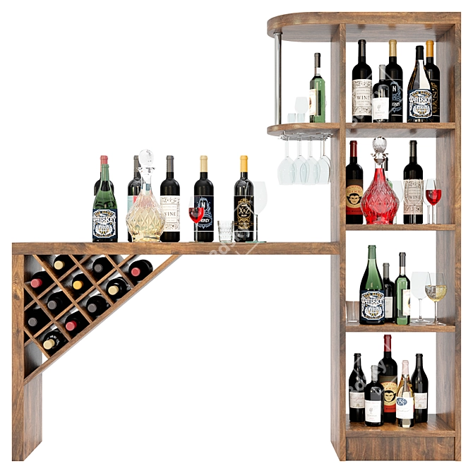 Elegant Wine Bar Set: Sleek Design 3D model image 2