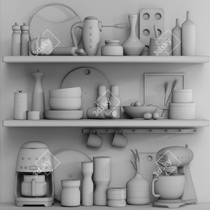 Kitchen Accessories 3D Model Set 3D model image 3