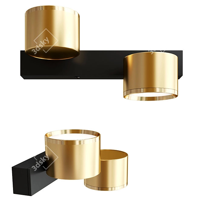 Chic Black & Gold LED Light 3D model image 1