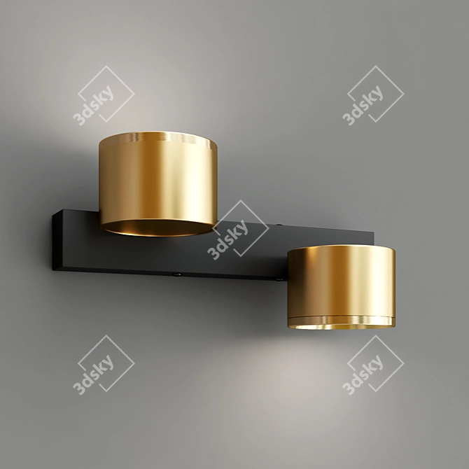 Chic Black & Gold LED Light 3D model image 2