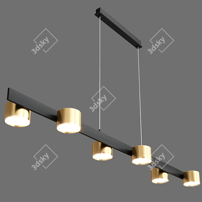 Elegant Black and Gold LED Pendant 3D model image 2