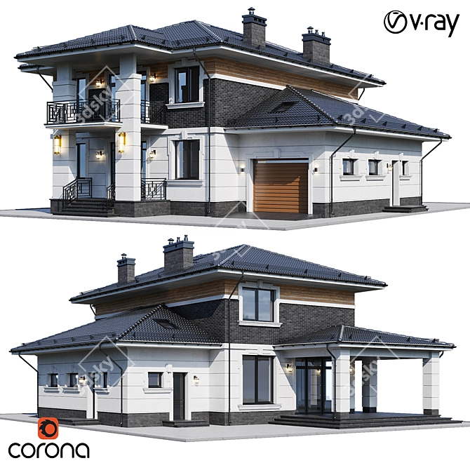 Luxury Modern House Model 3D model image 1