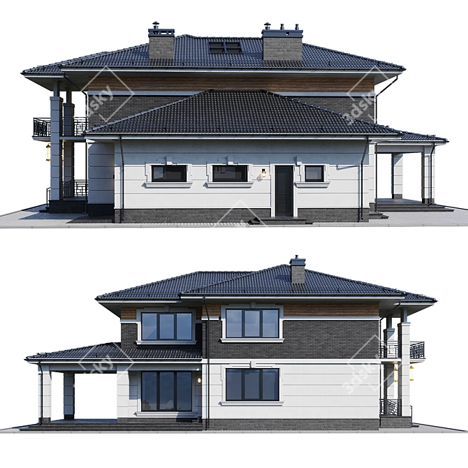 Luxury Modern House Model 3D model image 3