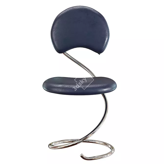 Sleek Chrome Leather Snake Chair 3D model image 4