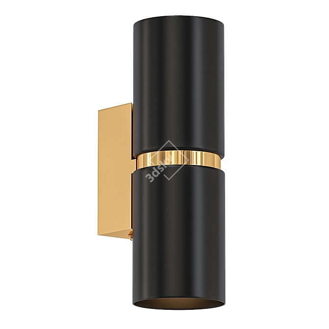 Double Round Gold Wall Sconce 3D model image 1