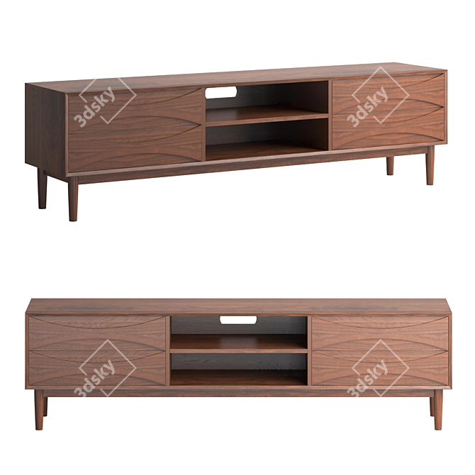 Danish Walnut Media Console 3D model image 1