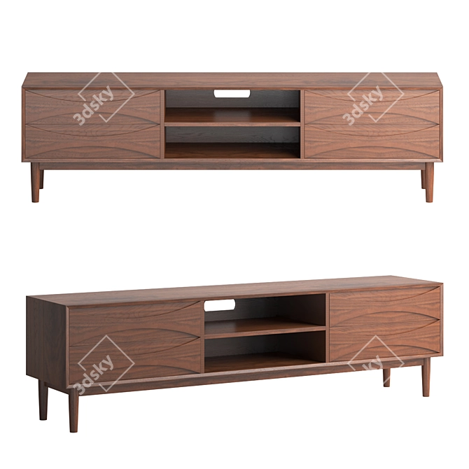 Danish Walnut Media Console 3D model image 2