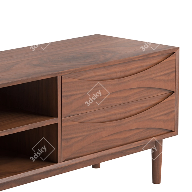 Danish Walnut Media Console 3D model image 3