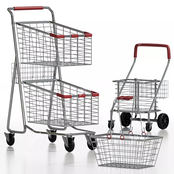  Crown Render Shop Cart Set 3D model image 2