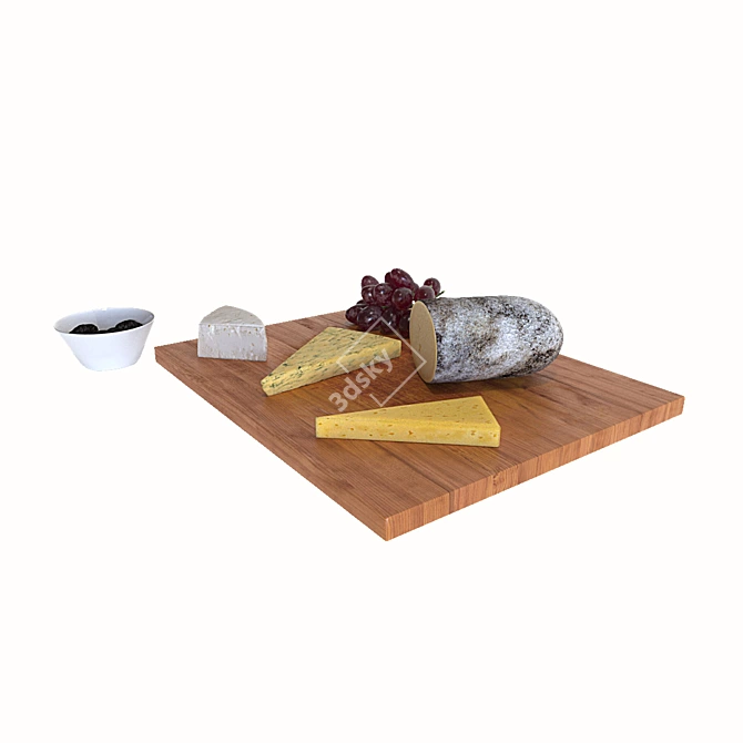 Gourmet Cheese and Fruit Set 3D model image 2