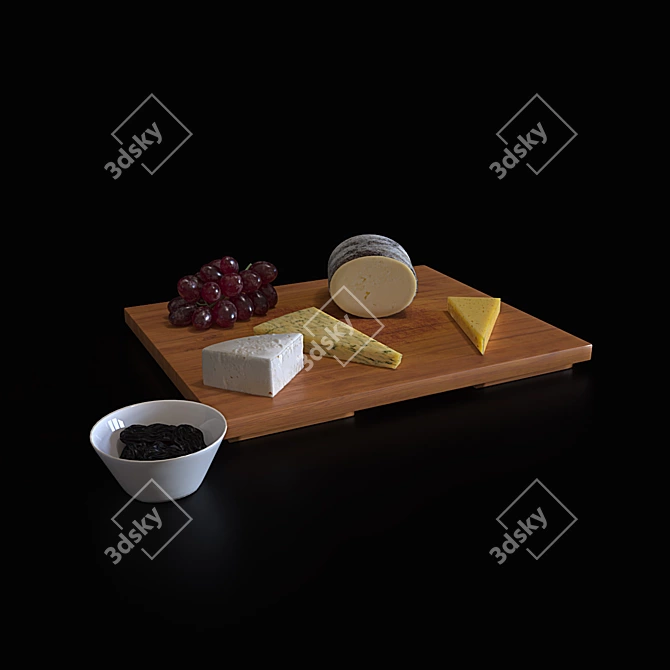 Gourmet Cheese and Fruit Set 3D model image 4