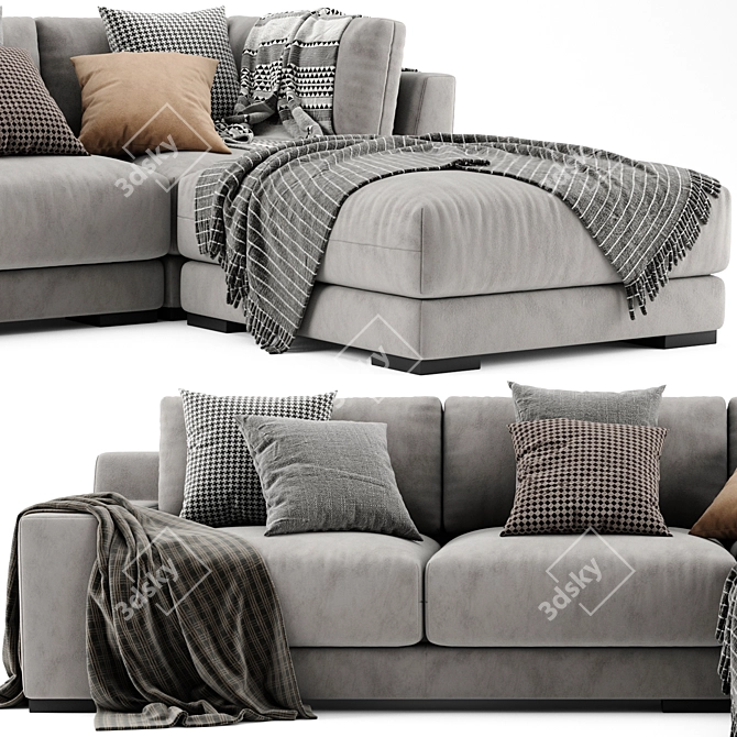 Modern West Elm Chaise Sofa 3D model image 2