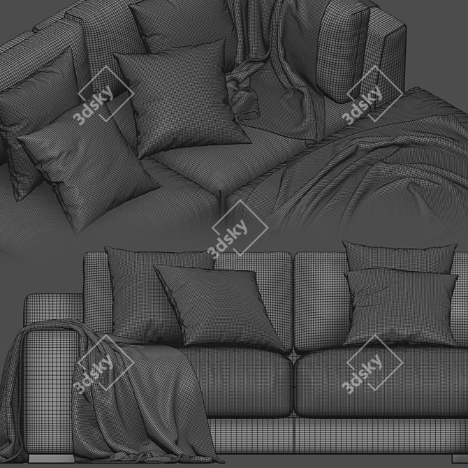 Modern West Elm Chaise Sofa 3D model image 5