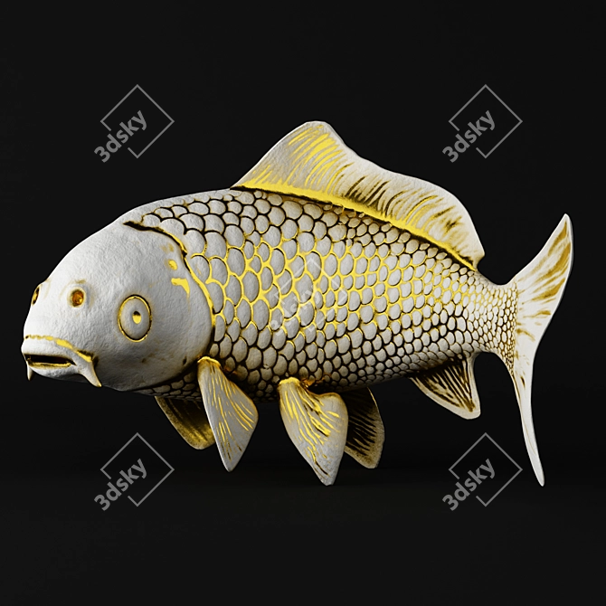 Elegant Koi Fish Sculpture 3D model image 2