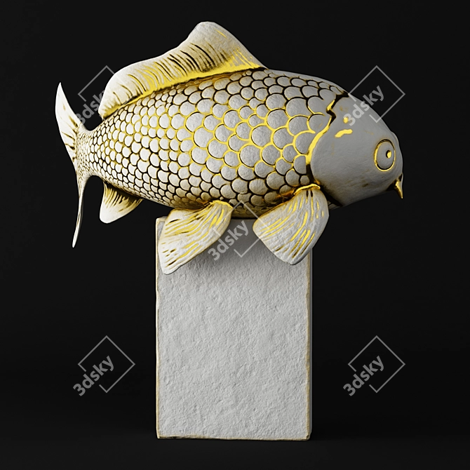 Elegant Koi Fish Sculpture 3D model image 3