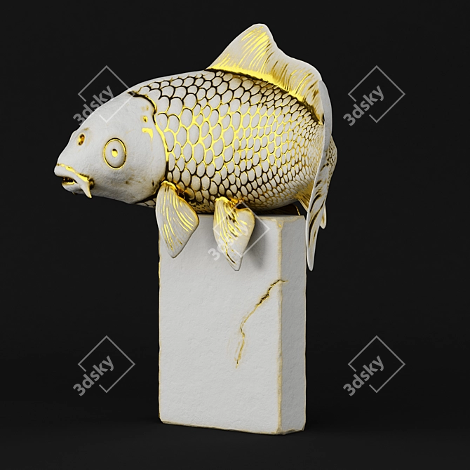 Elegant Koi Fish Sculpture 3D model image 4