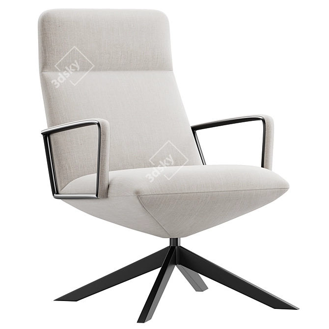 Contemporary high back lounge chair 3D model image 1