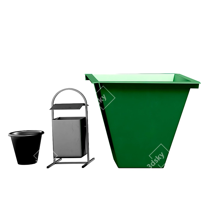 Colorful Trash Bin Set | MGB 1100 Urban Trash Bins 3D model image 3