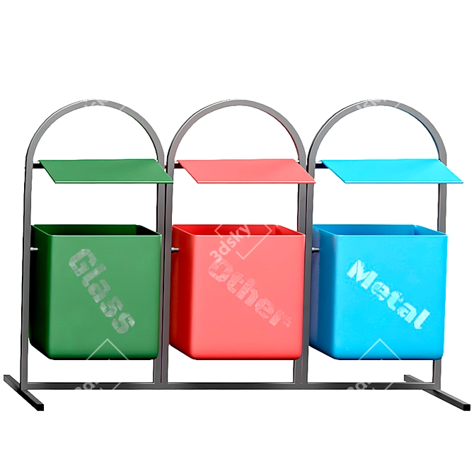 Colorful Trash Bin Set | MGB 1100 Urban Trash Bins 3D model image 4