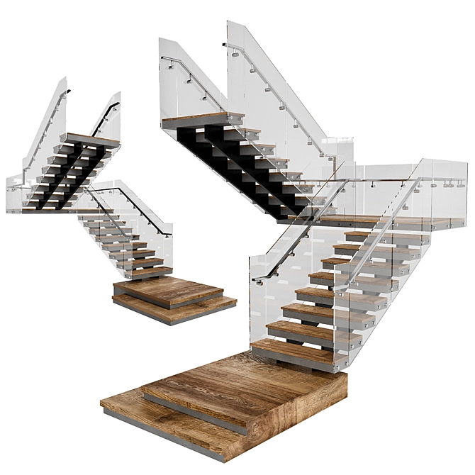 Contemporary Staircase Model FBX 3D model image 1