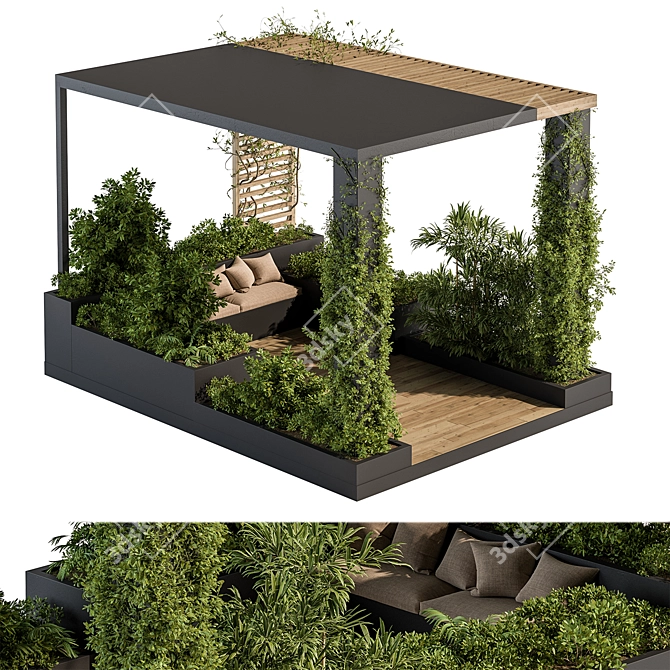 Pergola Roof Garden Furniture Set 3D model image 2