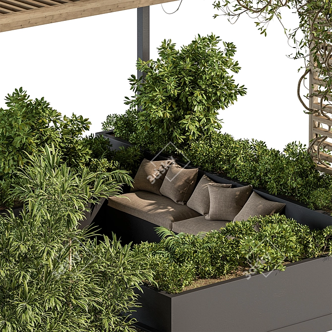 Pergola Roof Garden Furniture Set 3D model image 4