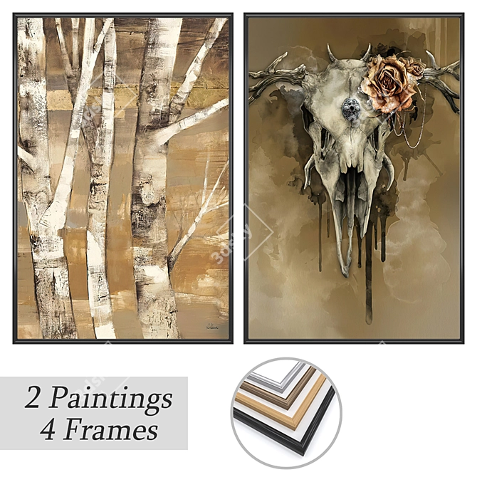 Art Set with Frame Options 3D model image 1