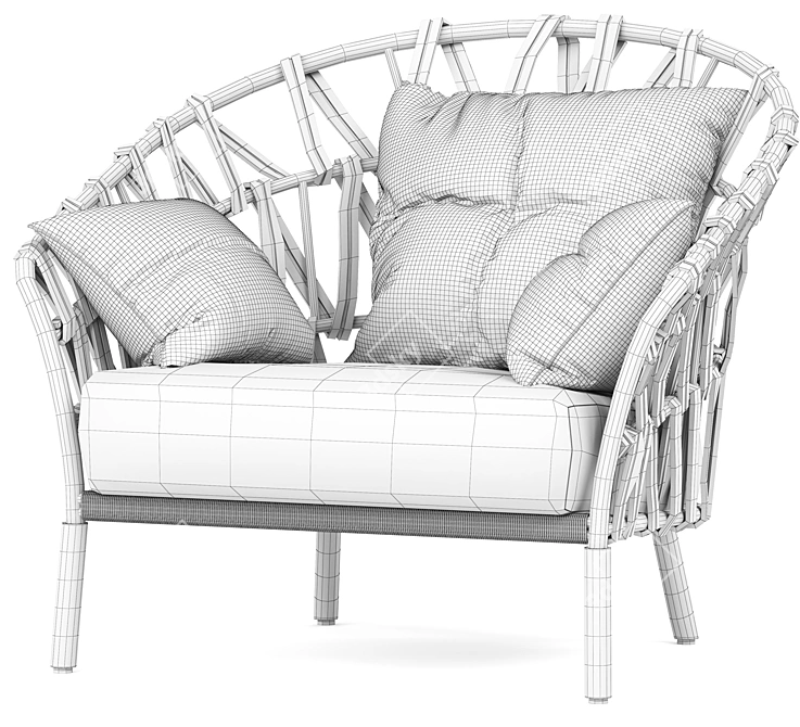 Modern Fabric Garden Armchair Design 3D model image 5