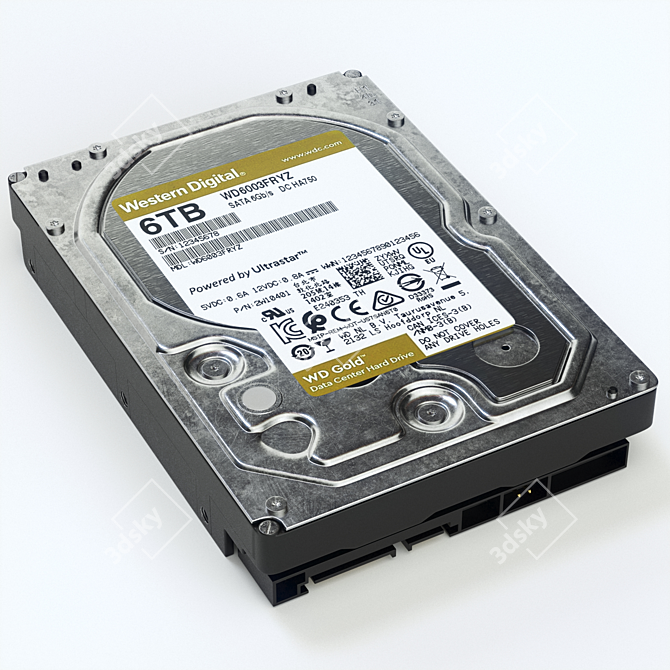  WD Gold 6TB HDD, PBR Ready 3D model image 2