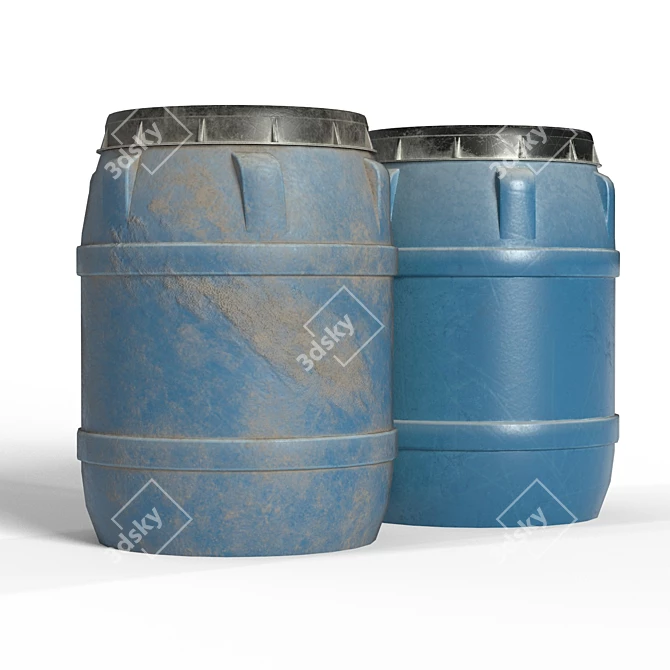 Realistic Lowpoly Plastic Barrel Collection 3D model image 3