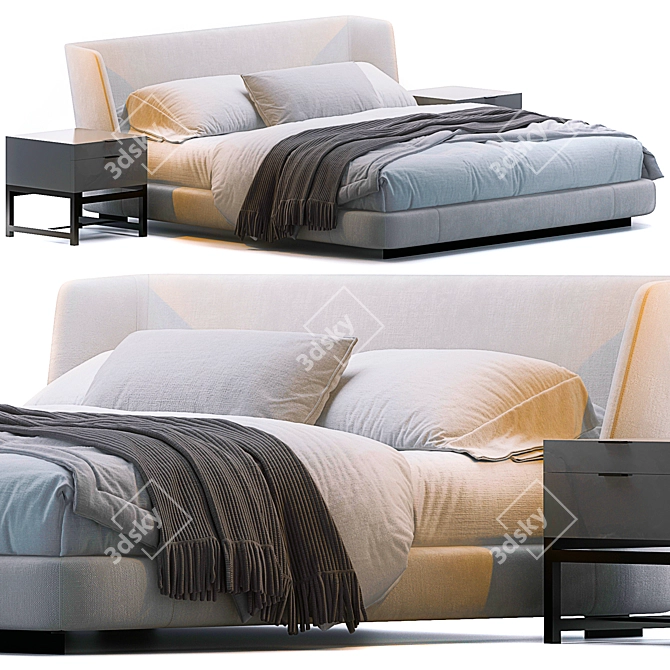 Elegant Creed Bed by Minotti 3D model image 1