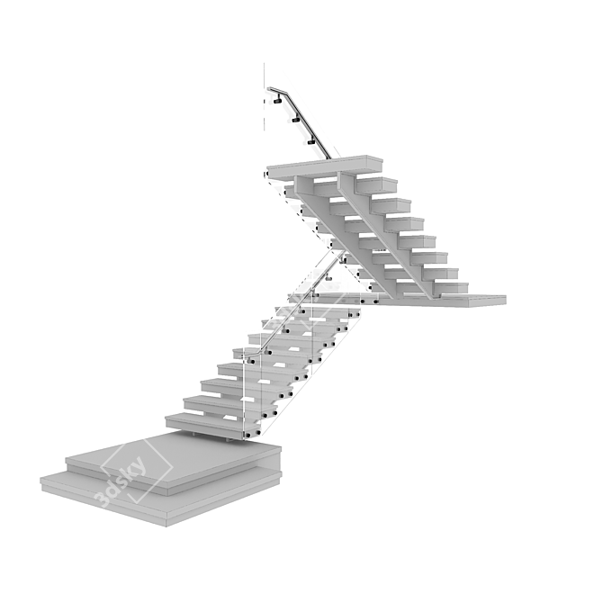 Sleek Modern Stair Design 3D model image 4