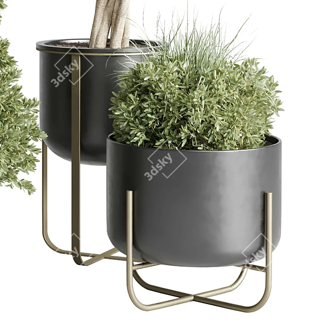 Modern Metal Plant Stand Showcase 3D model image 4