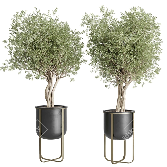 Modern Metal Plant Stand Showcase 3D model image 5