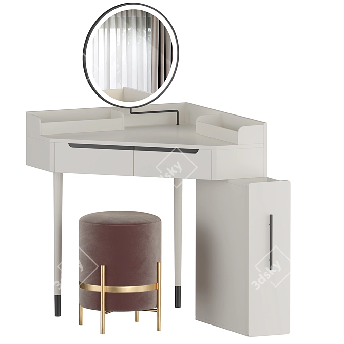 Chic Corner Vanity Set 3D model image 2