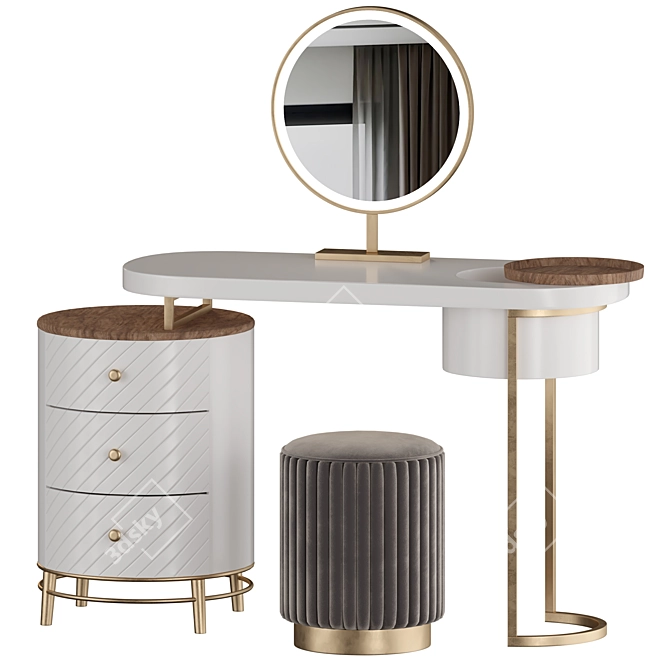 LED Makeup Vanity Table with Drawers 3D model image 5