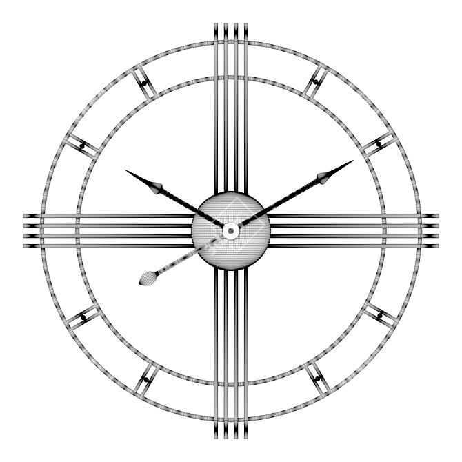 Sleek Black Metal Wall Clock 3D model image 3