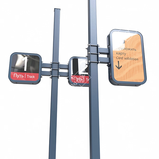 MCDE Platform Info Pole Set 3D model image 5