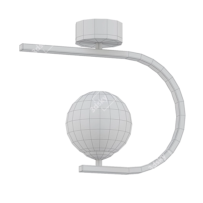 Modern Brass Flush Mount Light 3D model image 2